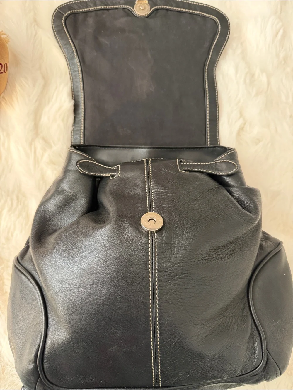Black Tiganello Leather Women's Backpack Purse